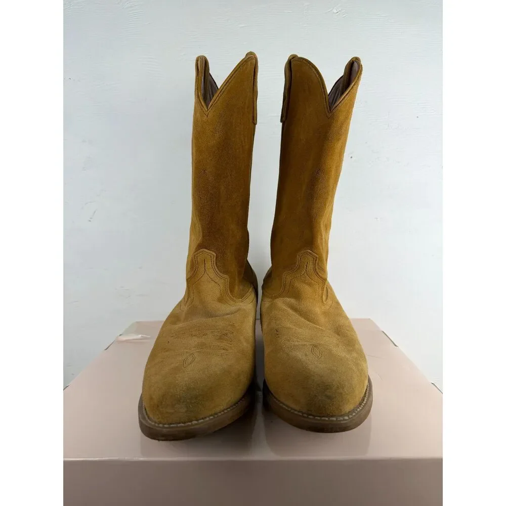 Vintage Laredo Cowboy Boot Mens 10.5 Extra Wide Drew 68216 Tan Suede Western EW